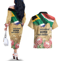 South African Women Mobilisation Couples Matching Off The Shoulder Long Sleeve Dress and Hawaiian Shirt Wathint Abafazi Wathint Imbokodo - Wonder Print Shop
