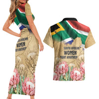 South African Women Mobilisation Couples Matching Short Sleeve Bodycon Dress and Hawaiian Shirt Wathint Abafazi Wathint Imbokodo - Wonder Print Shop