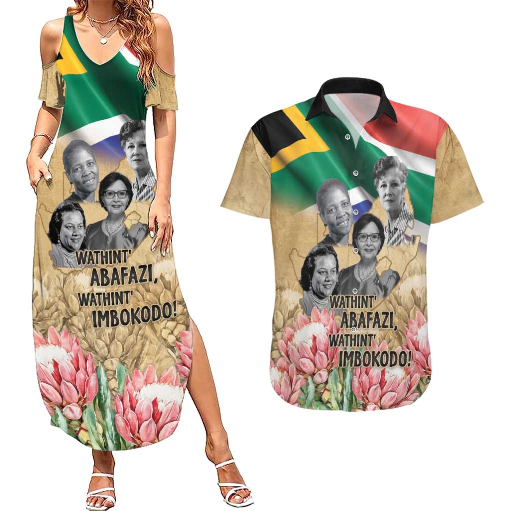 South African Women Mobilisation Couples Matching Summer Maxi Dress and Hawaiian Shirt Wathint Abafazi Wathint Imbokodo - Wonder Print Shop
