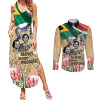 South African Women Mobilisation Couples Matching Summer Maxi Dress and Long Sleeve Button Shirt Wathint Abafazi Wathint Imbokodo - Wonder Print Shop