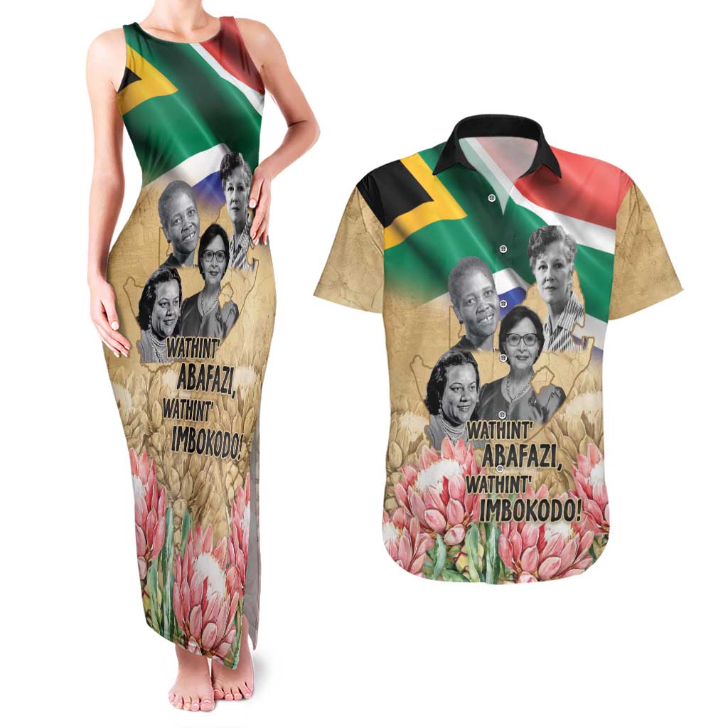 South African Women Mobilisation Couples Matching Tank Maxi Dress and Hawaiian Shirt Wathint Abafazi Wathint Imbokodo - Wonder Print Shop