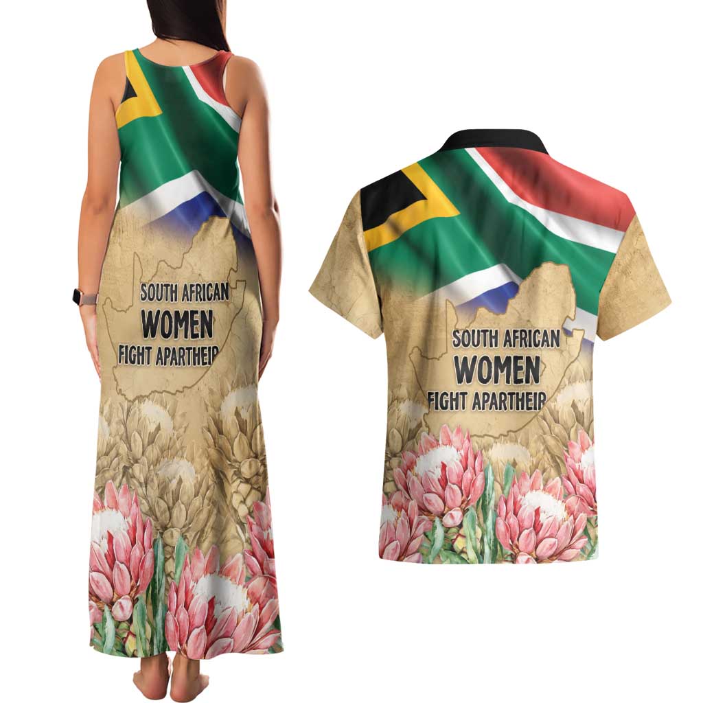 South African Women Mobilisation Couples Matching Tank Maxi Dress and Hawaiian Shirt Wathint Abafazi Wathint Imbokodo - Wonder Print Shop