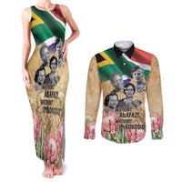 South African Women Mobilisation Couples Matching Tank Maxi Dress and Long Sleeve Button Shirt Wathint Abafazi Wathint Imbokodo - Wonder Print Shop