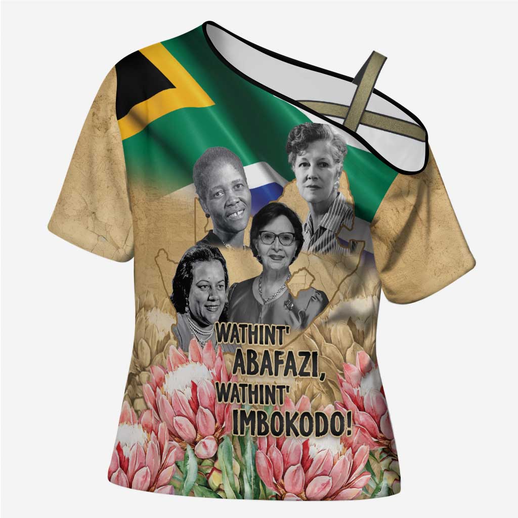 South African Women Mobilisation Cross Shoulder Shirt Wathint Abafazi Wathint Imbokodo - Wonder Print Shop