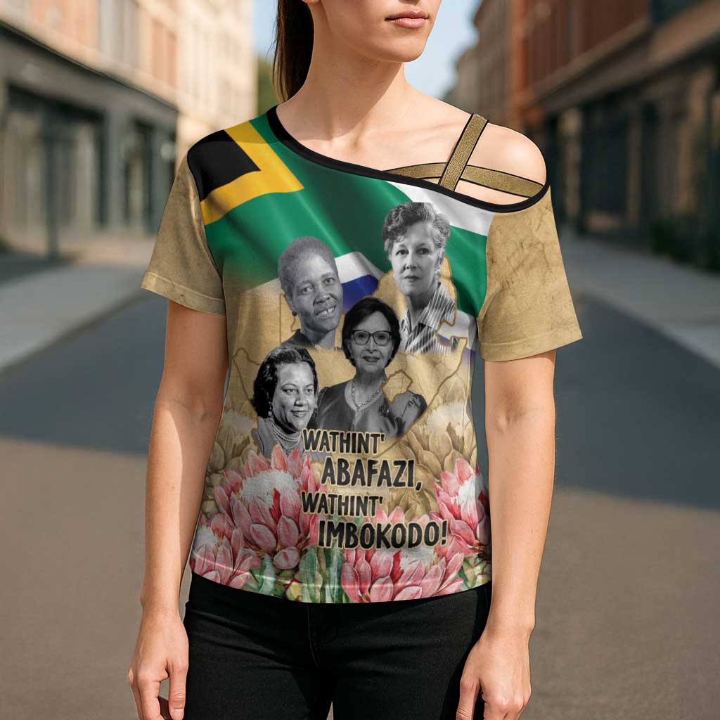 South African Women Mobilisation Cross Shoulder Shirt Wathint Abafazi Wathint Imbokodo - Wonder Print Shop