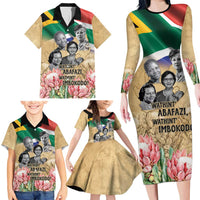 South African Women Mobilisation Family Matching Long Sleeve Bodycon Dress and Hawaiian Shirt Wathint Abafazi Wathint Imbokodo - Wonder Print Shop