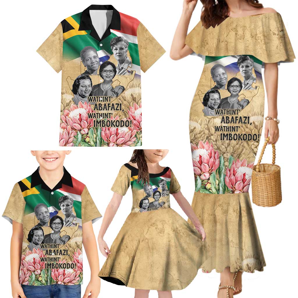 South African Women Mobilisation Family Matching Mermaid Dress and Hawaiian Shirt Wathint Abafazi Wathint Imbokodo - Wonder Print Shop