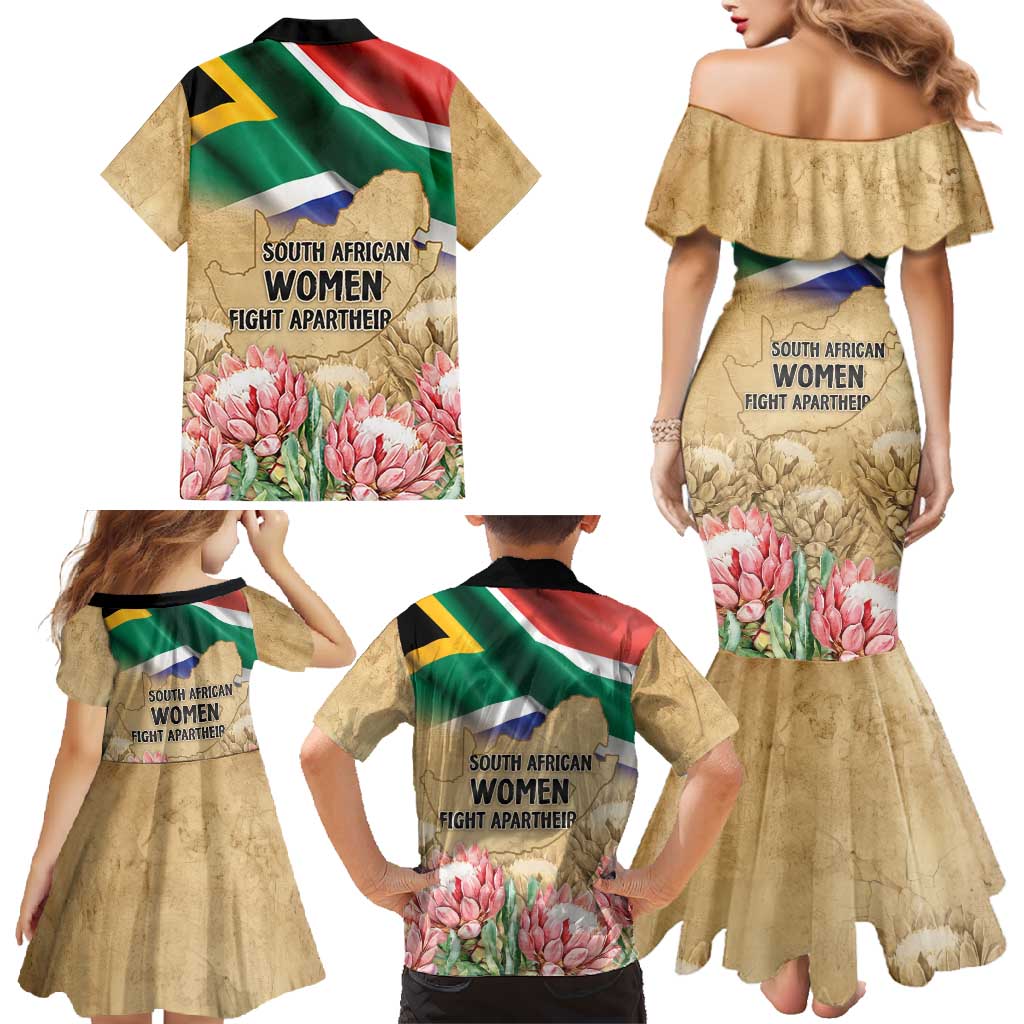 South African Women Mobilisation Family Matching Mermaid Dress and Hawaiian Shirt Wathint Abafazi Wathint Imbokodo - Wonder Print Shop