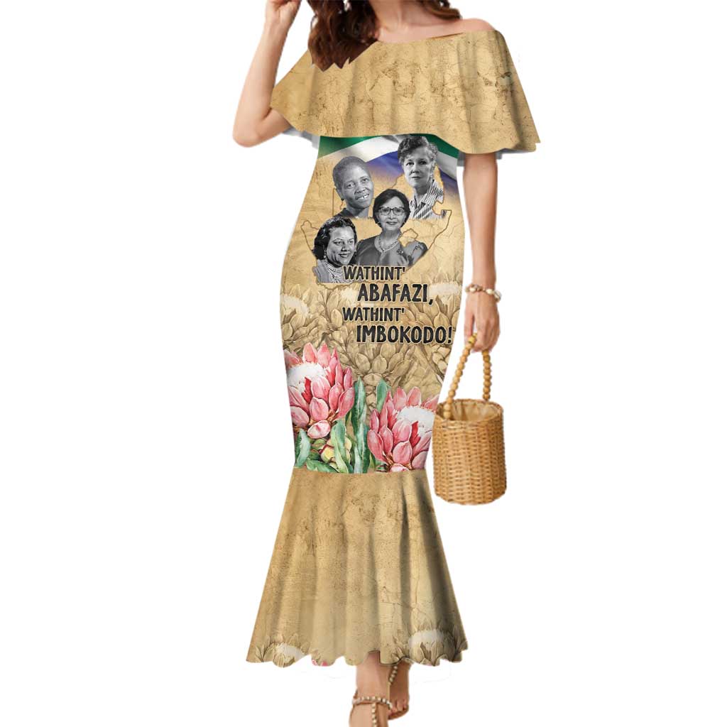 South African Women Mobilisation Family Matching Mermaid Dress and Hawaiian Shirt Wathint Abafazi Wathint Imbokodo - Wonder Print Shop