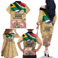 South African Women Mobilisation Family Matching Off The Shoulder Long Sleeve Dress and Hawaiian Shirt Wathint Abafazi Wathint Imbokodo - Wonder Print Shop