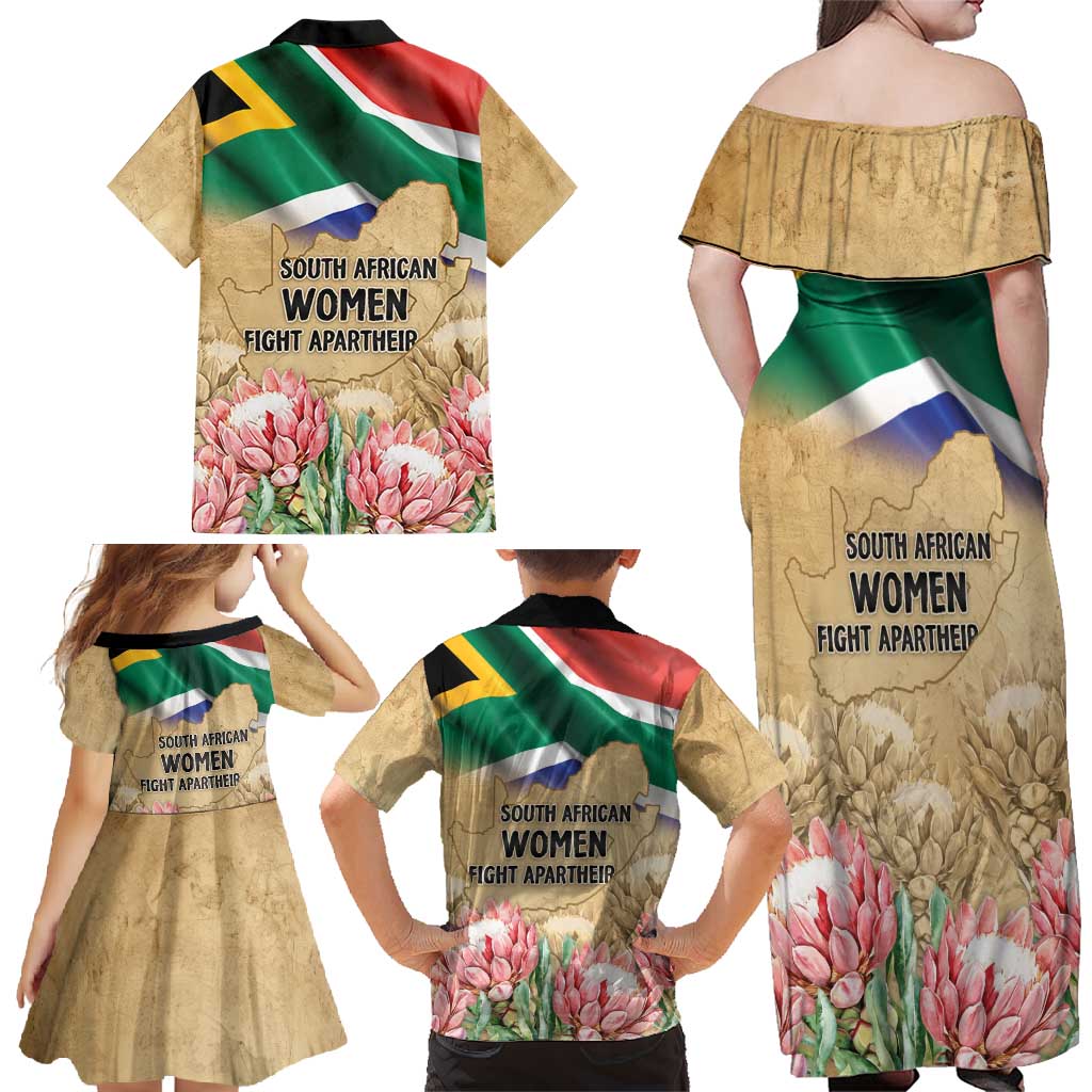 South African Women Mobilisation Family Matching Off Shoulder Maxi Dress and Hawaiian Shirt Wathint Abafazi Wathint Imbokodo - Wonder Print Shop