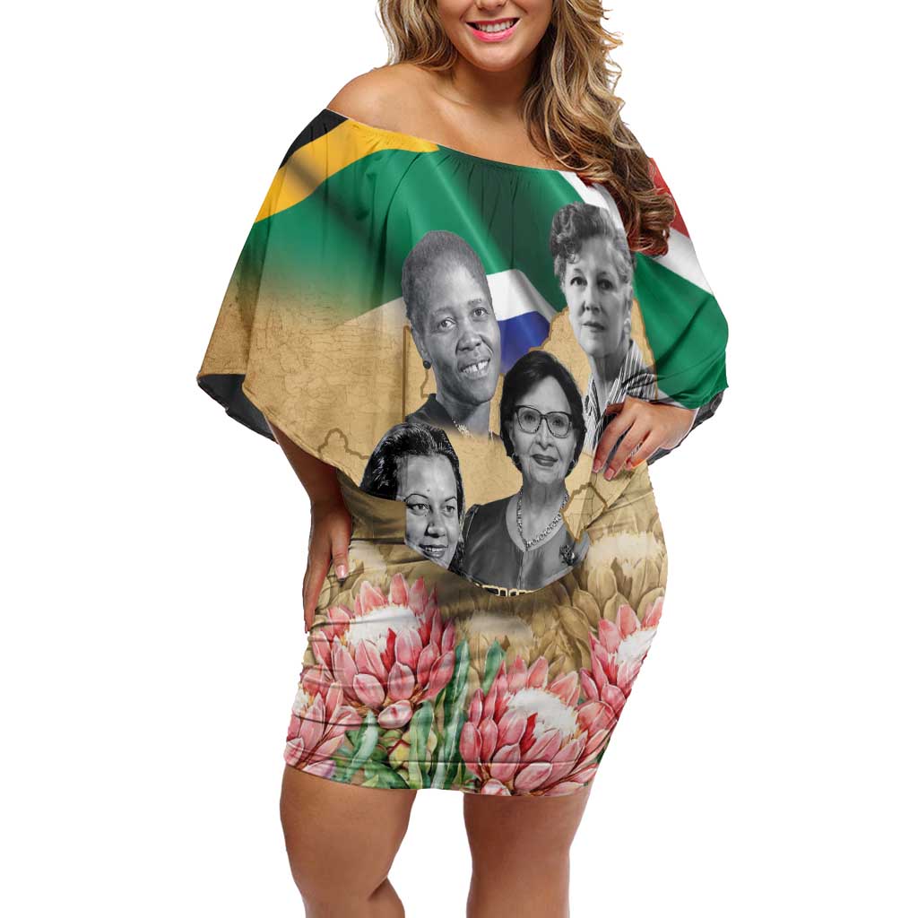 South African Women Mobilisation Family Matching Off Shoulder Short Dress and Hawaiian Shirt Wathint Abafazi Wathint Imbokodo - Wonder Print Shop