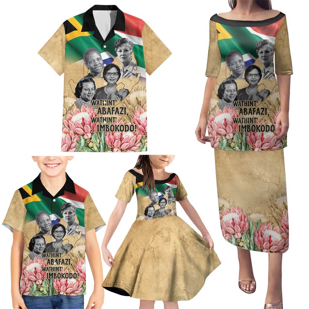 South African Women Mobilisation Family Matching Puletasi and Hawaiian Shirt Wathint Abafazi Wathint Imbokodo - Wonder Print Shop