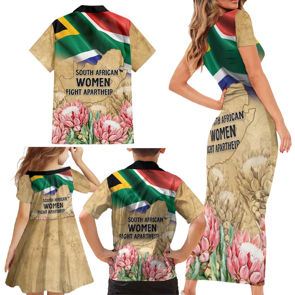 South African Women Mobilisation Family Matching Short Sleeve Bodycon Dress and Hawaiian Shirt Wathint Abafazi Wathint Imbokodo - Wonder Print Shop