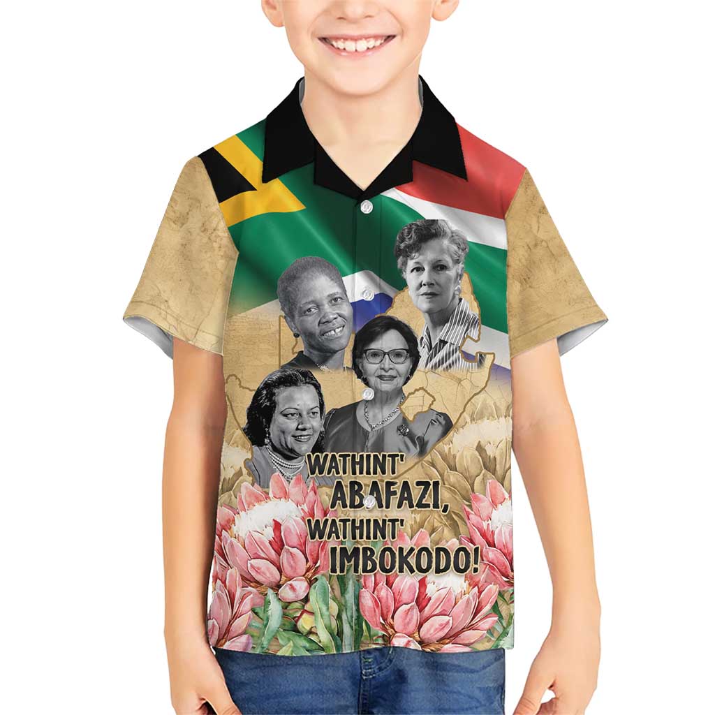 South African Women Mobilisation Family Matching Short Sleeve Bodycon Dress and Hawaiian Shirt Wathint Abafazi Wathint Imbokodo - Wonder Print Shop