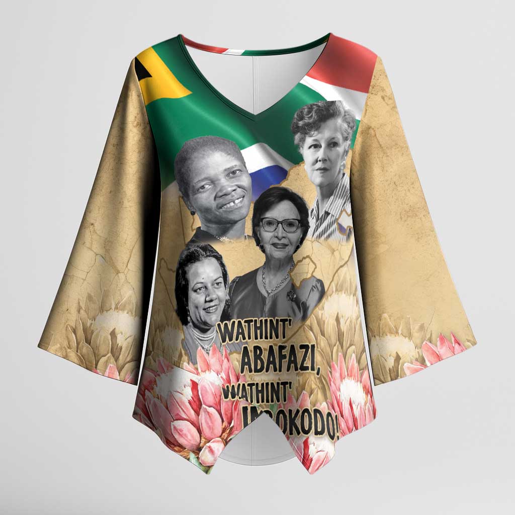 South African Women Mobilisation Kimono Sleeve Blouse Wathint Abafazi Wathint Imbokodo - Wonder Print Shop
