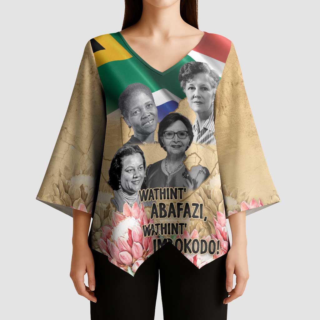 South African Women Mobilisation Kimono Sleeve Blouse Wathint Abafazi Wathint Imbokodo - Wonder Print Shop