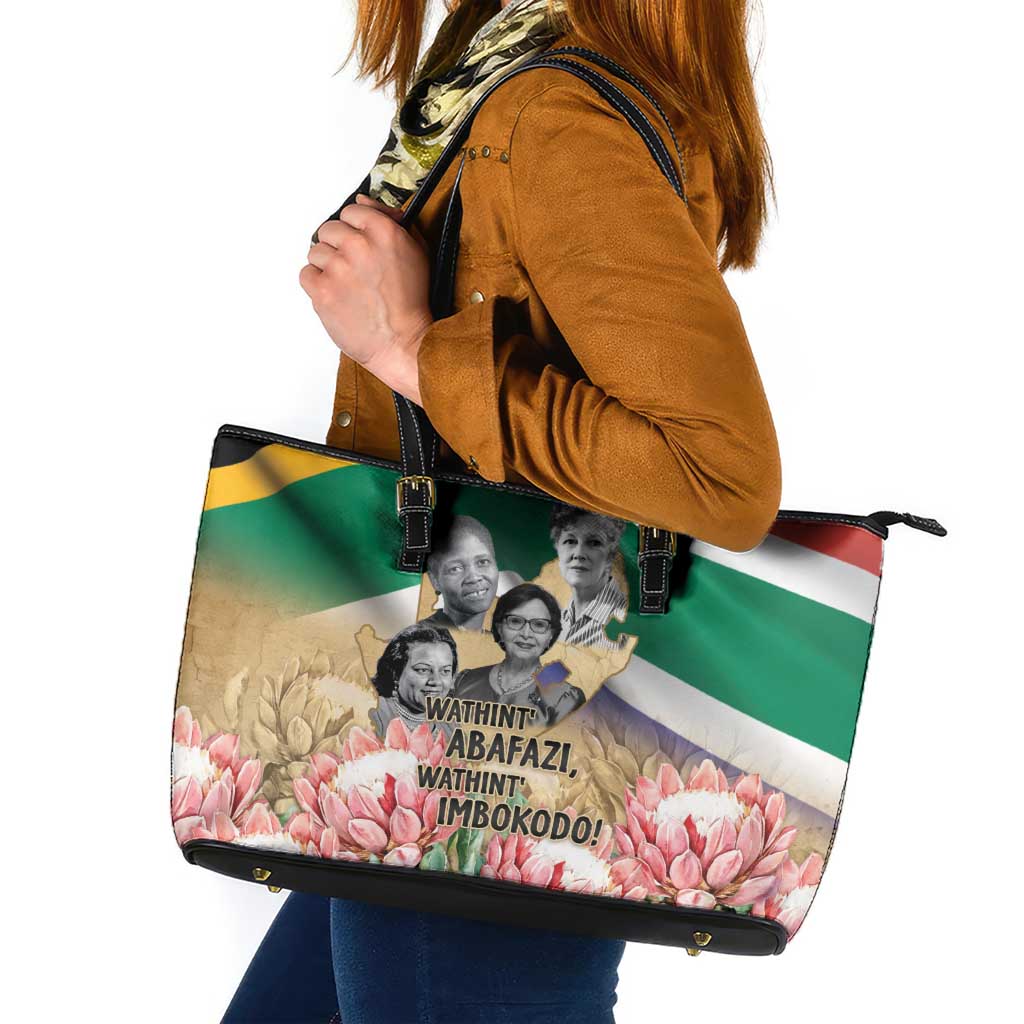 South African Women Mobilisation Leather Tote Bag Wathint Abafazi Wathint Imbokodo - Wonder Print Shop