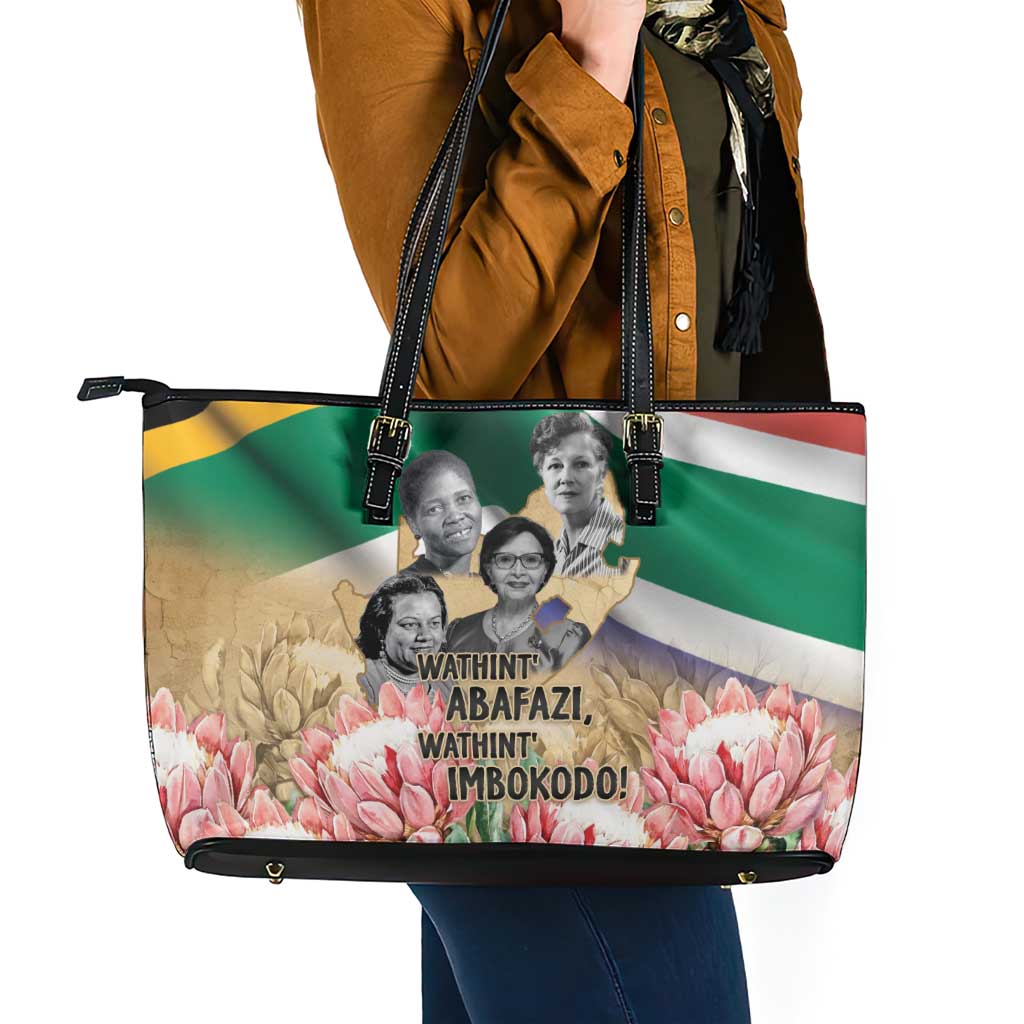 South African Women Mobilisation Leather Tote Bag Wathint Abafazi Wathint Imbokodo - Wonder Print Shop