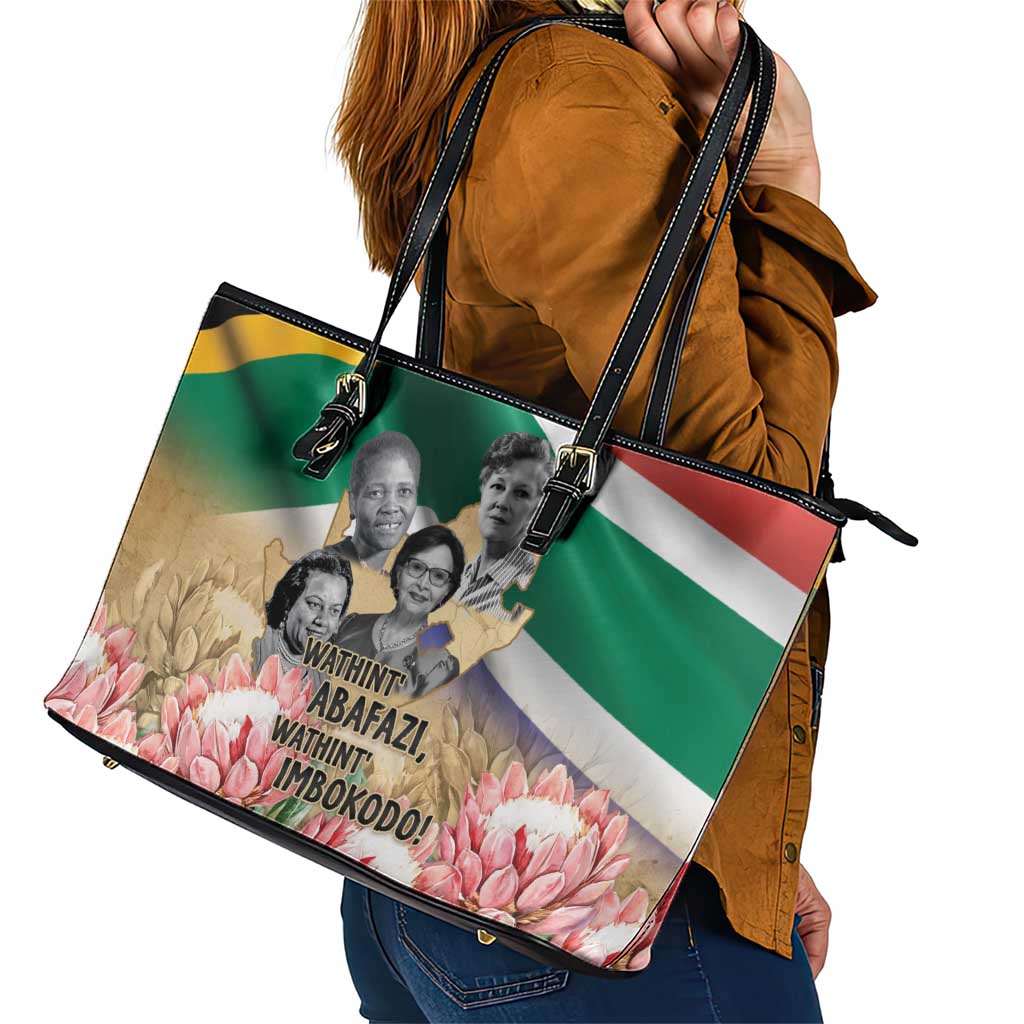 South African Women Mobilisation Leather Tote Bag Wathint Abafazi Wathint Imbokodo - Wonder Print Shop