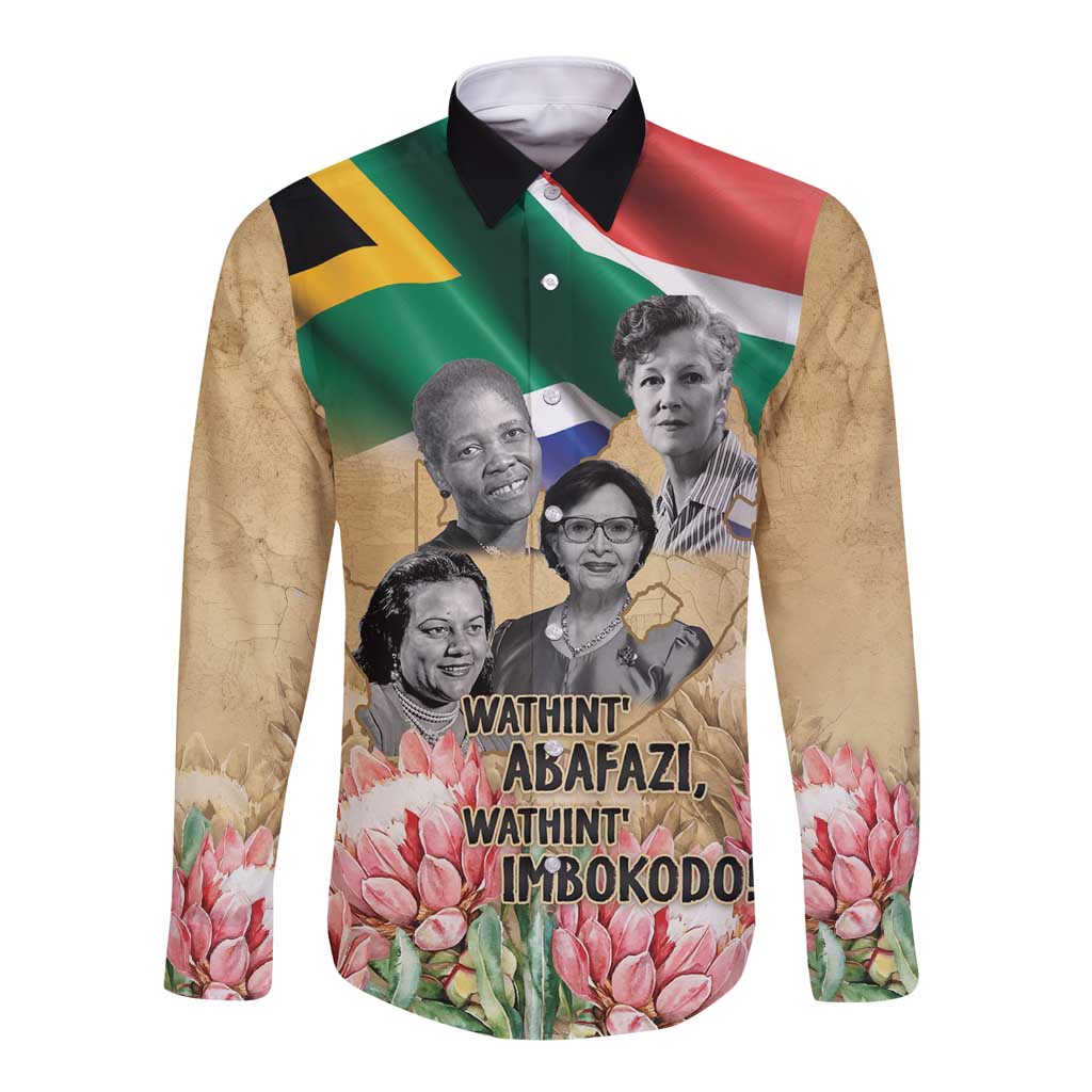 South African Women Mobilisation Long Sleeve Button Shirt Wathint Abafazi Wathint Imbokodo - Wonder Print Shop