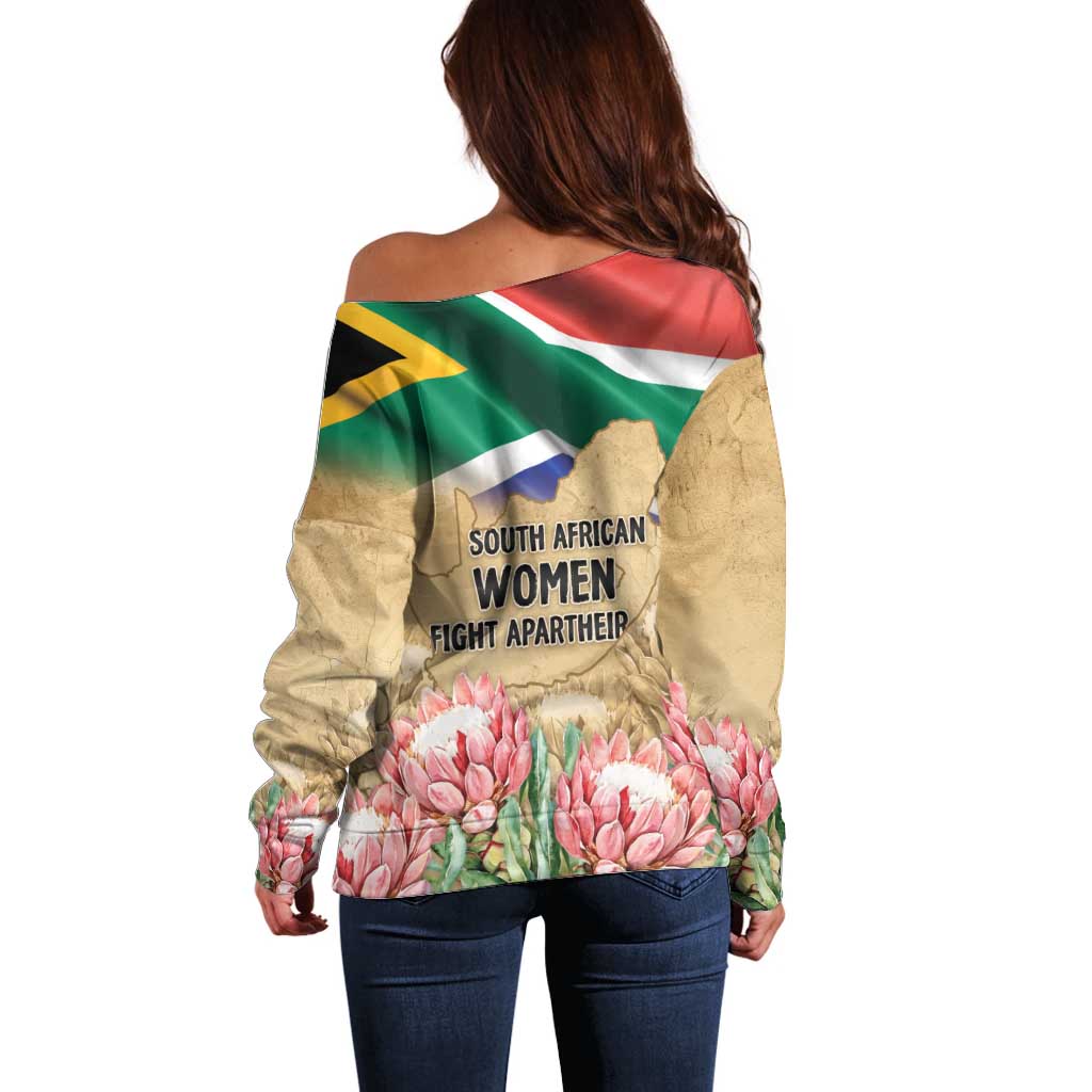 South African Women Mobilisation Off Shoulder Sweater Wathint Abafazi Wathint Imbokodo - Wonder Print Shop