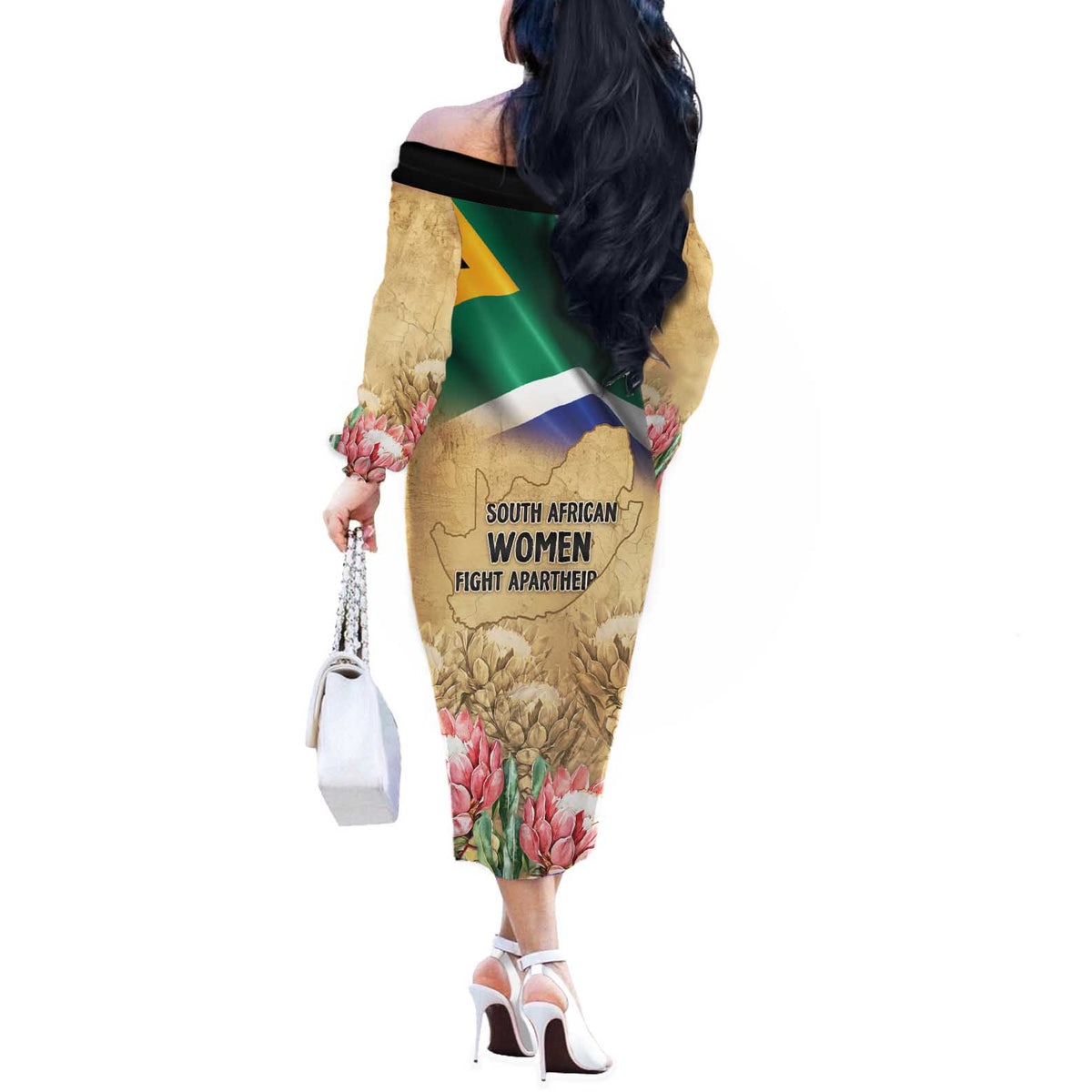 South African Women Mobilisation Off The Shoulder Long Sleeve Dress Wathint Abafazi Wathint Imbokodo - Wonder Print Shop