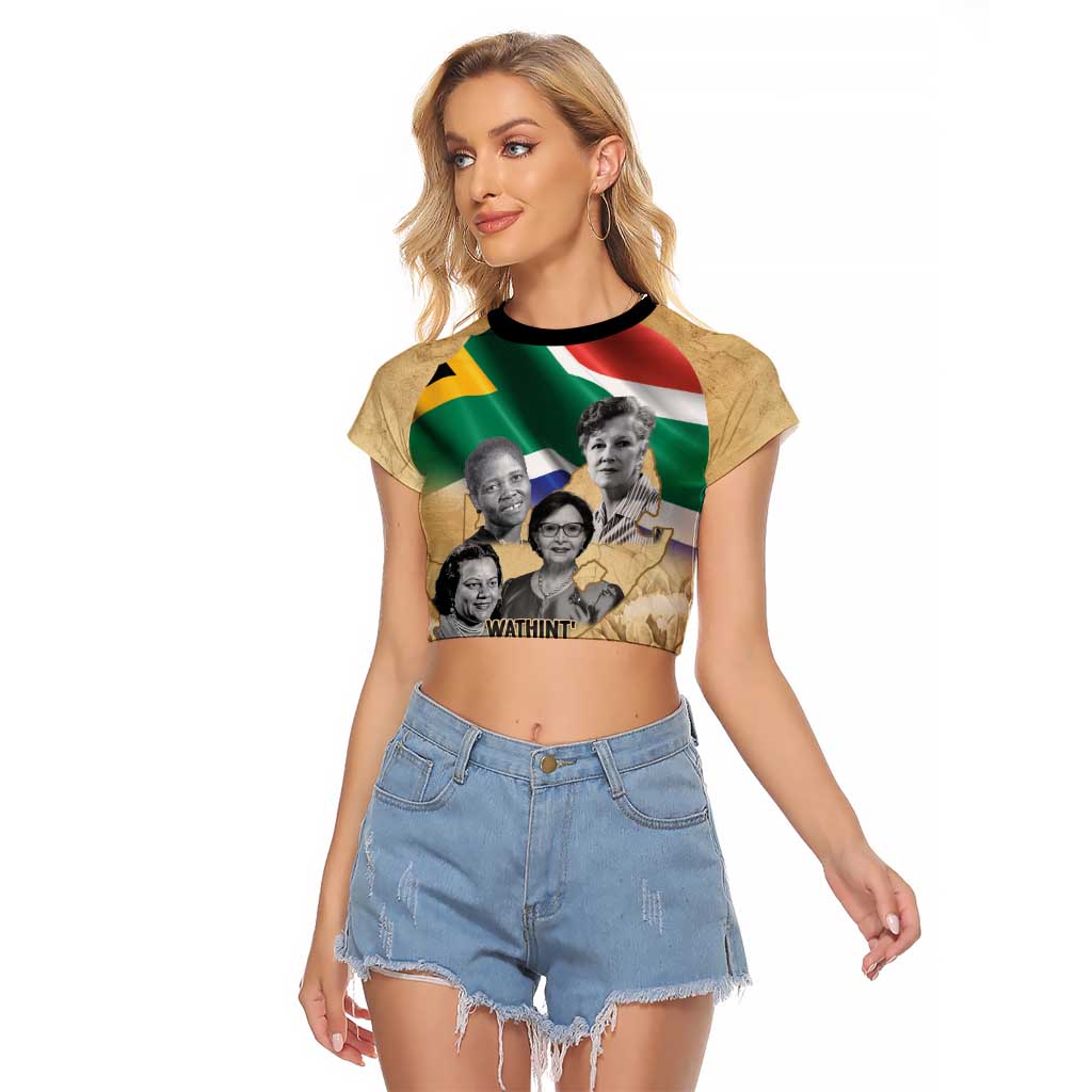 South African Women Mobilisation Raglan Cropped T Shirt Wathint Abafazi Wathint Imbokodo - Wonder Print Shop