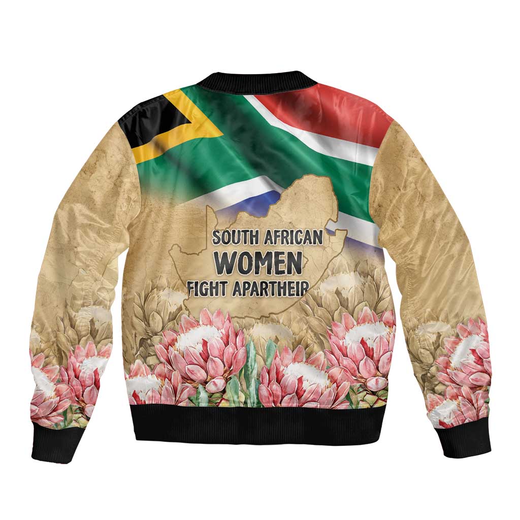 South African Women Mobilisation Sleeve Zip Bomber Jacket Wathint Abafazi Wathint Imbokodo - Wonder Print Shop