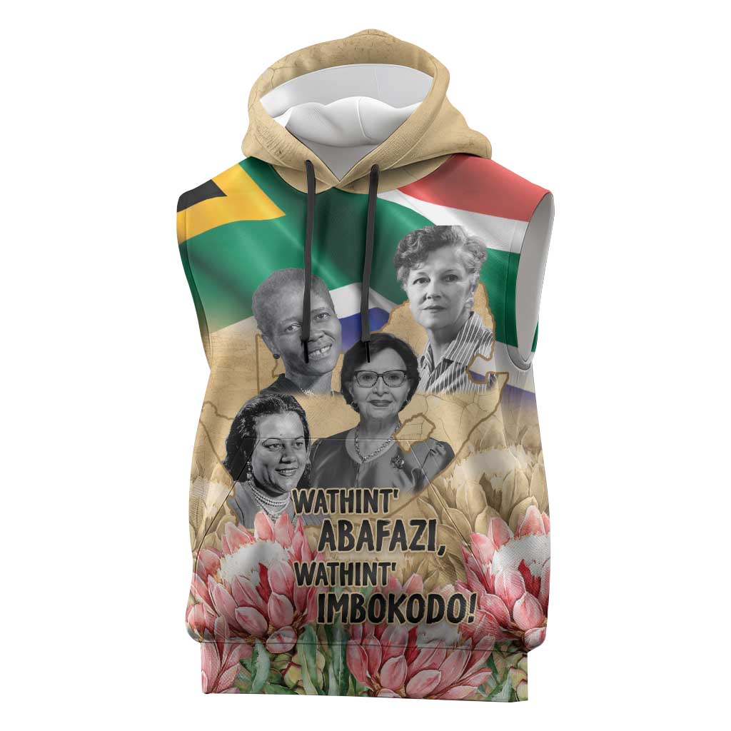 South African Women Mobilisation Sleeveless Hoodie Wathint Abafazi Wathint Imbokodo - Wonder Print Shop