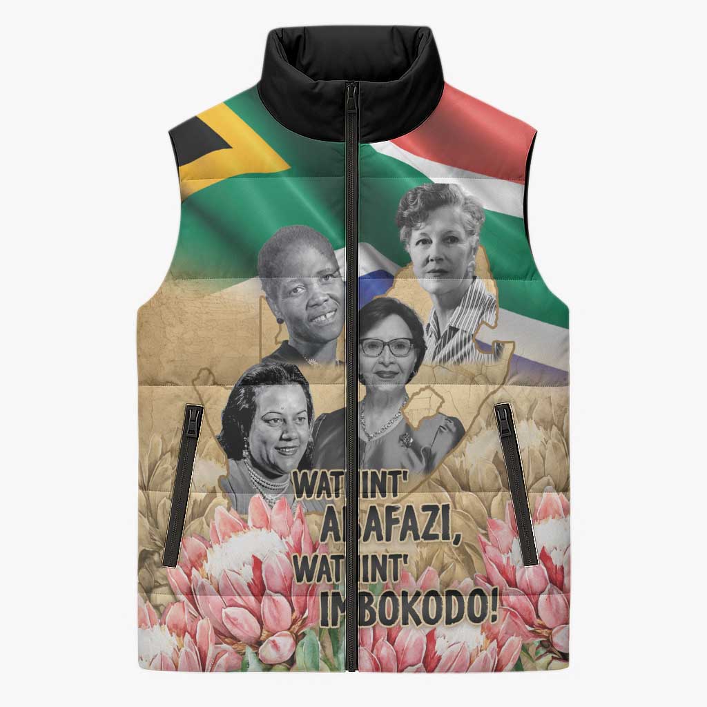 South African Women Mobilisation Sleeveless Puffer Jacket Wathint Abafazi Wathint Imbokodo - Wonder Print Shop