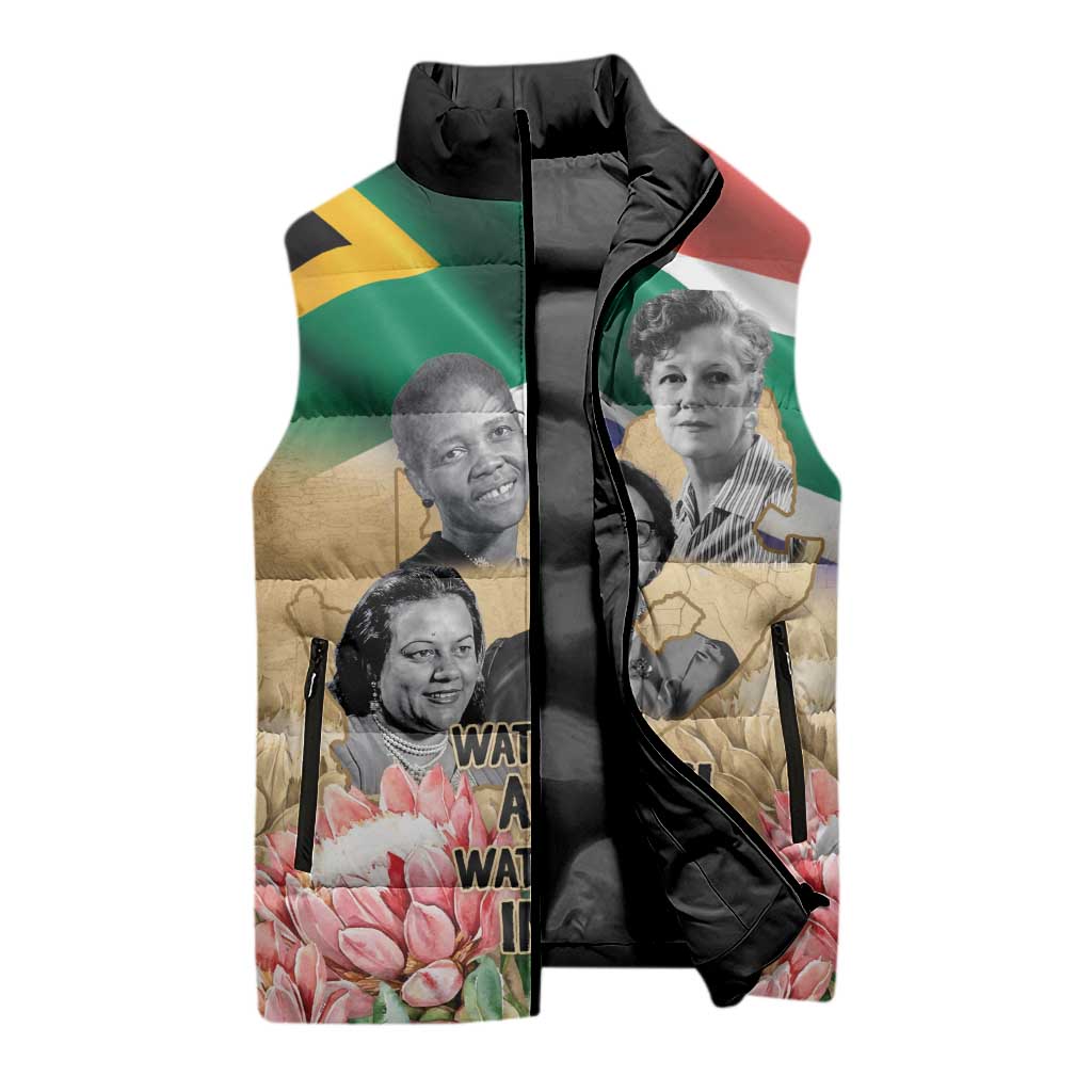 South African Women Mobilisation Sleeveless Puffer Jacket Wathint Abafazi Wathint Imbokodo - Wonder Print Shop