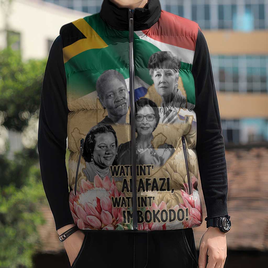 South African Women Mobilisation Sleeveless Puffer Jacket Wathint Abafazi Wathint Imbokodo - Wonder Print Shop