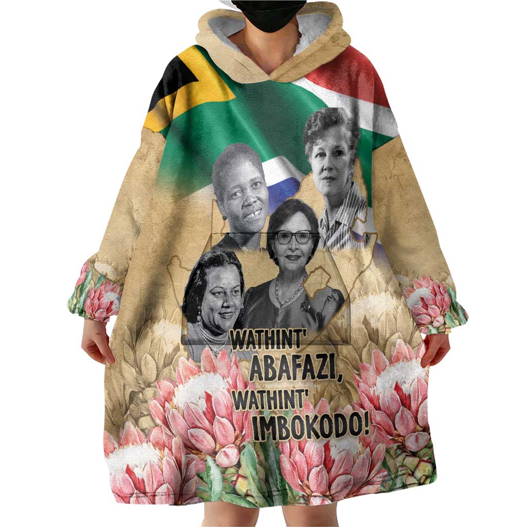 South African Women Mobilisation Wearable Blanket Hoodie Wathint Abafazi Wathint Imbokodo - Wonder Print Shop