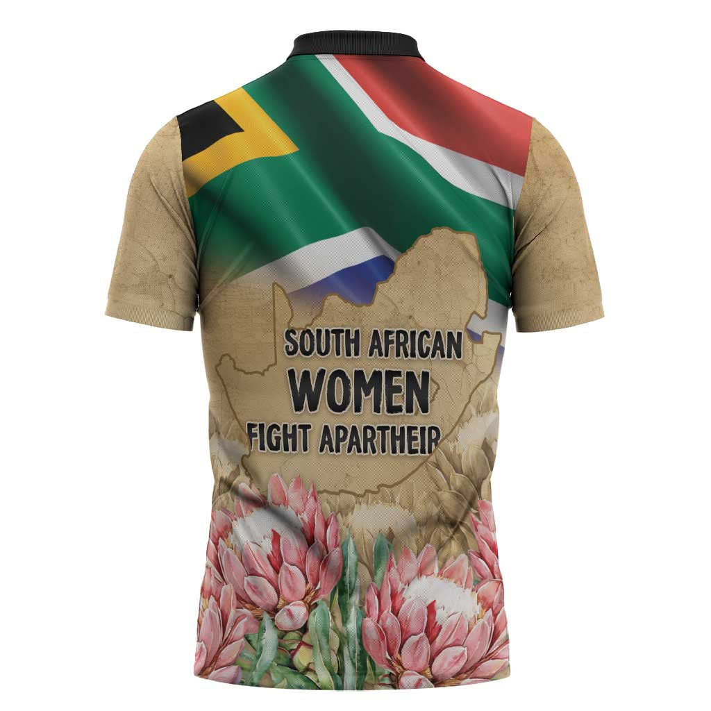 South African Women Mobilisation Zipper Polo Shirt Wathint Abafazi Wathint Imbokodo - Wonder Print Shop