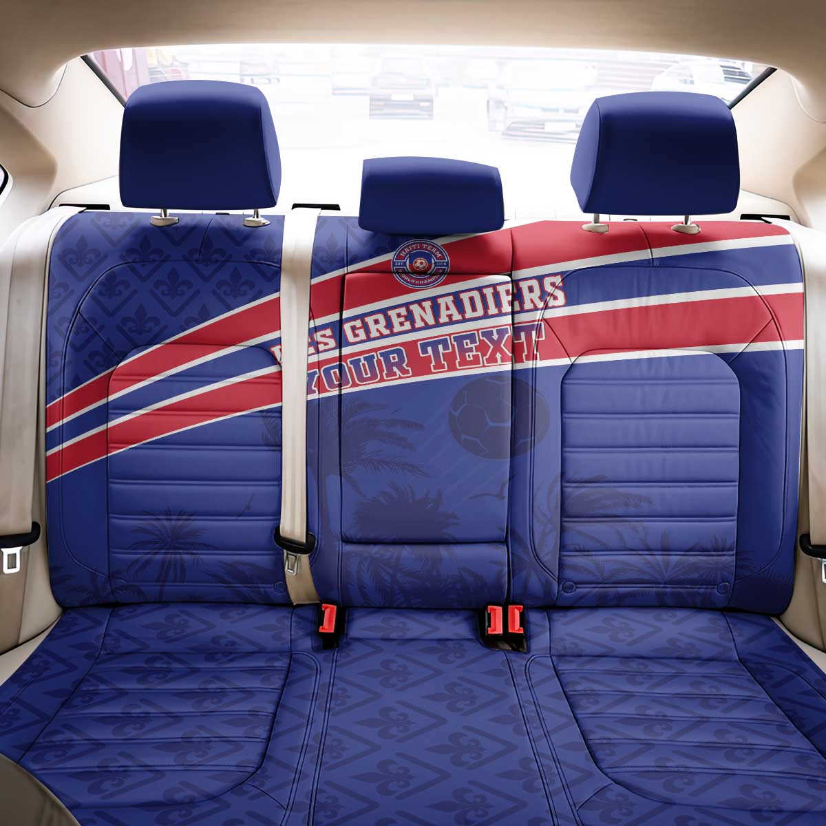 Custom Haiti Football Back Car Seat Cover Les Grenadiers - Royal Palm - Wonder Print Shop