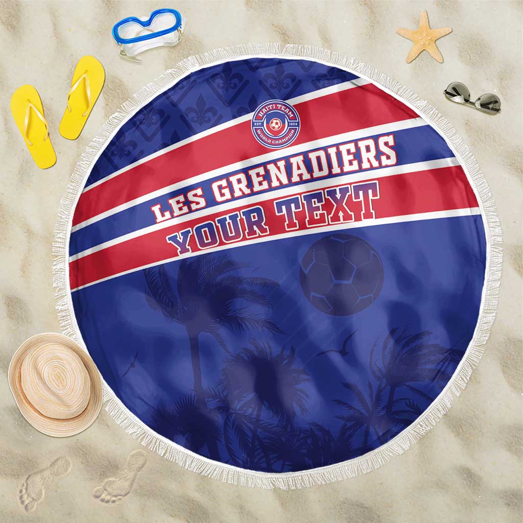 Custom Haiti Football Beach Blanket Les Grenadiers - Royal Palm - Wonder Print Shop