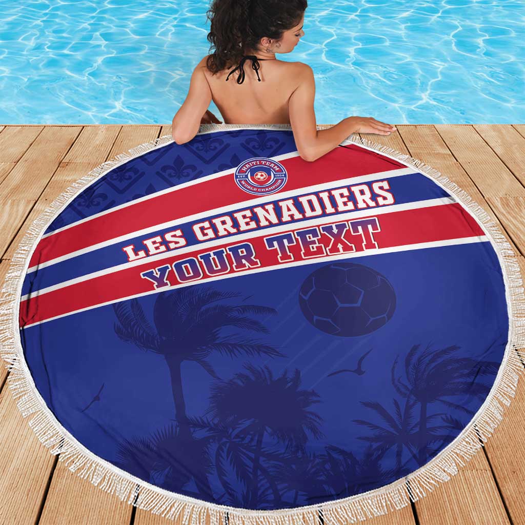 Custom Haiti Football Beach Blanket Les Grenadiers - Royal Palm - Wonder Print Shop