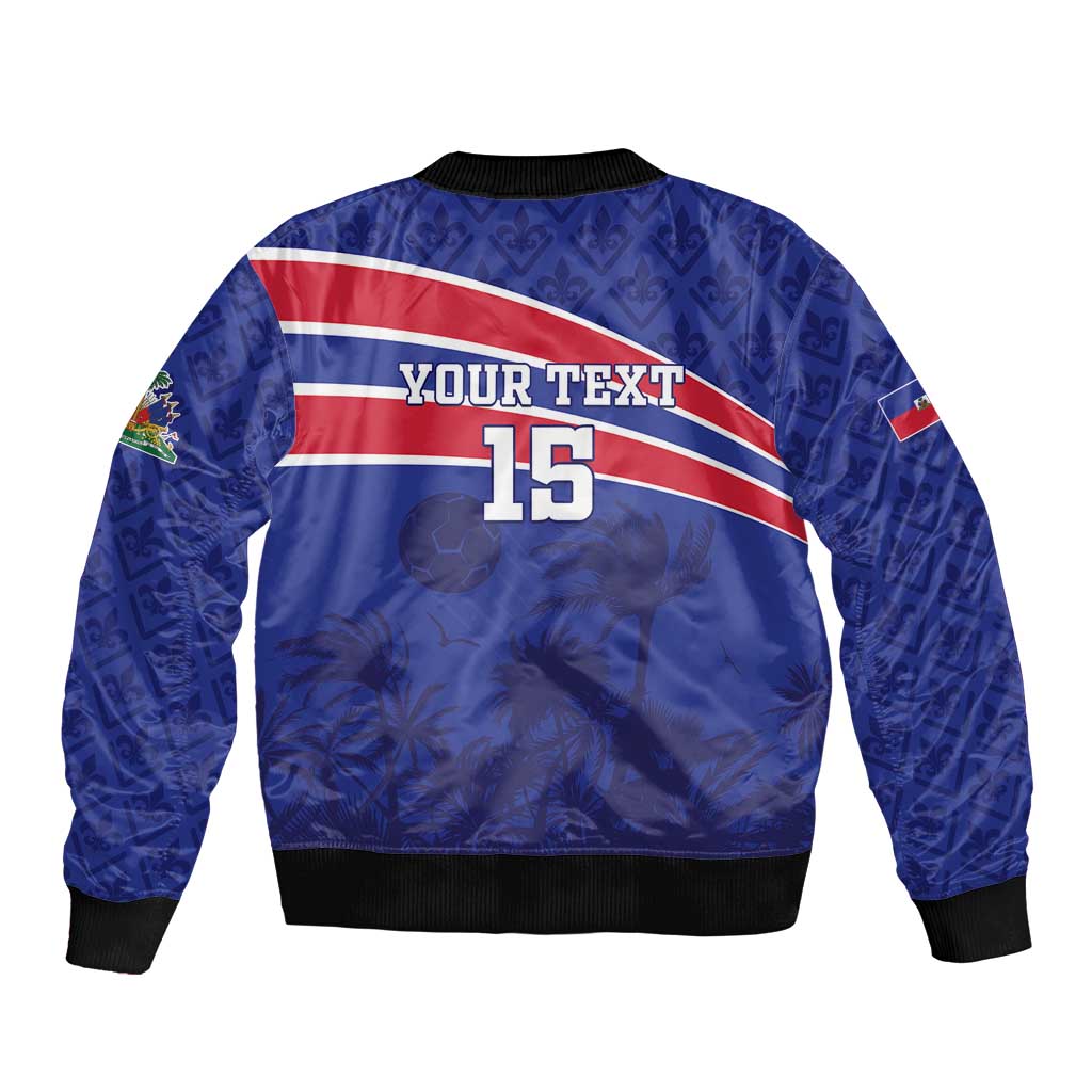 Custom Haiti Football Bomber Jacket Les Grenadiers - Royal Palm - Wonder Print Shop