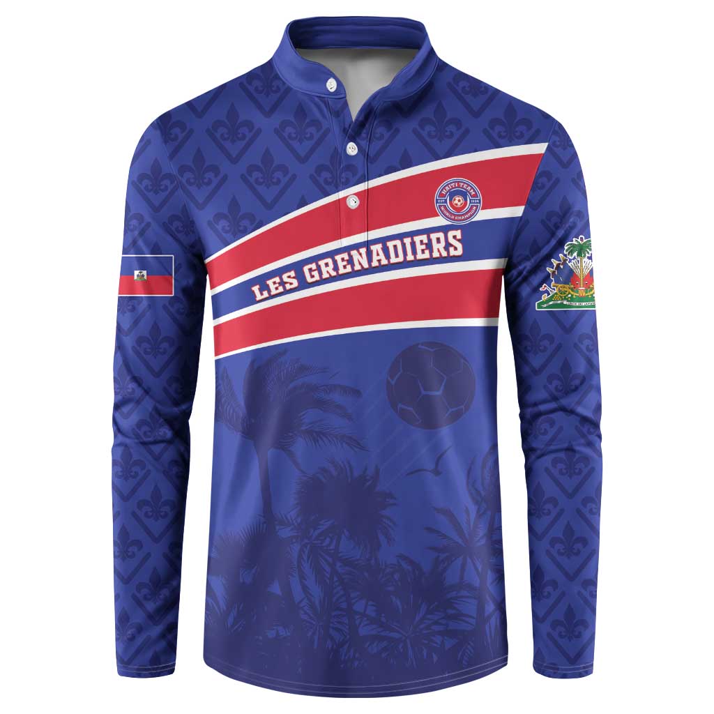 Custom Haiti Football Button Sweatshirt Les Grenadiers - Royal Palm - Wonder Print Shop