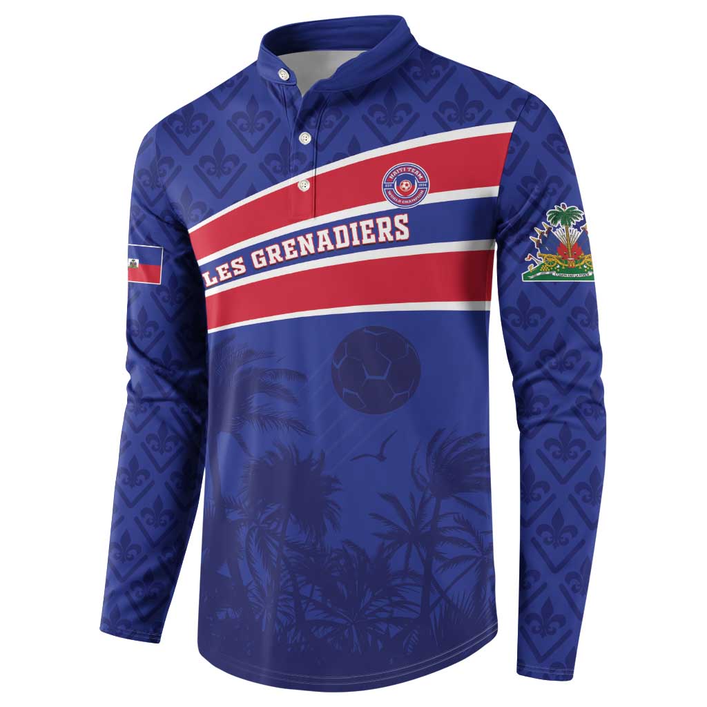 Custom Haiti Football Button Sweatshirt Les Grenadiers - Royal Palm - Wonder Print Shop