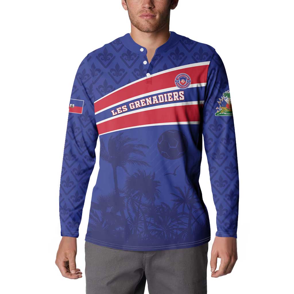 Custom Haiti Football Button Sweatshirt Les Grenadiers - Royal Palm - Wonder Print Shop