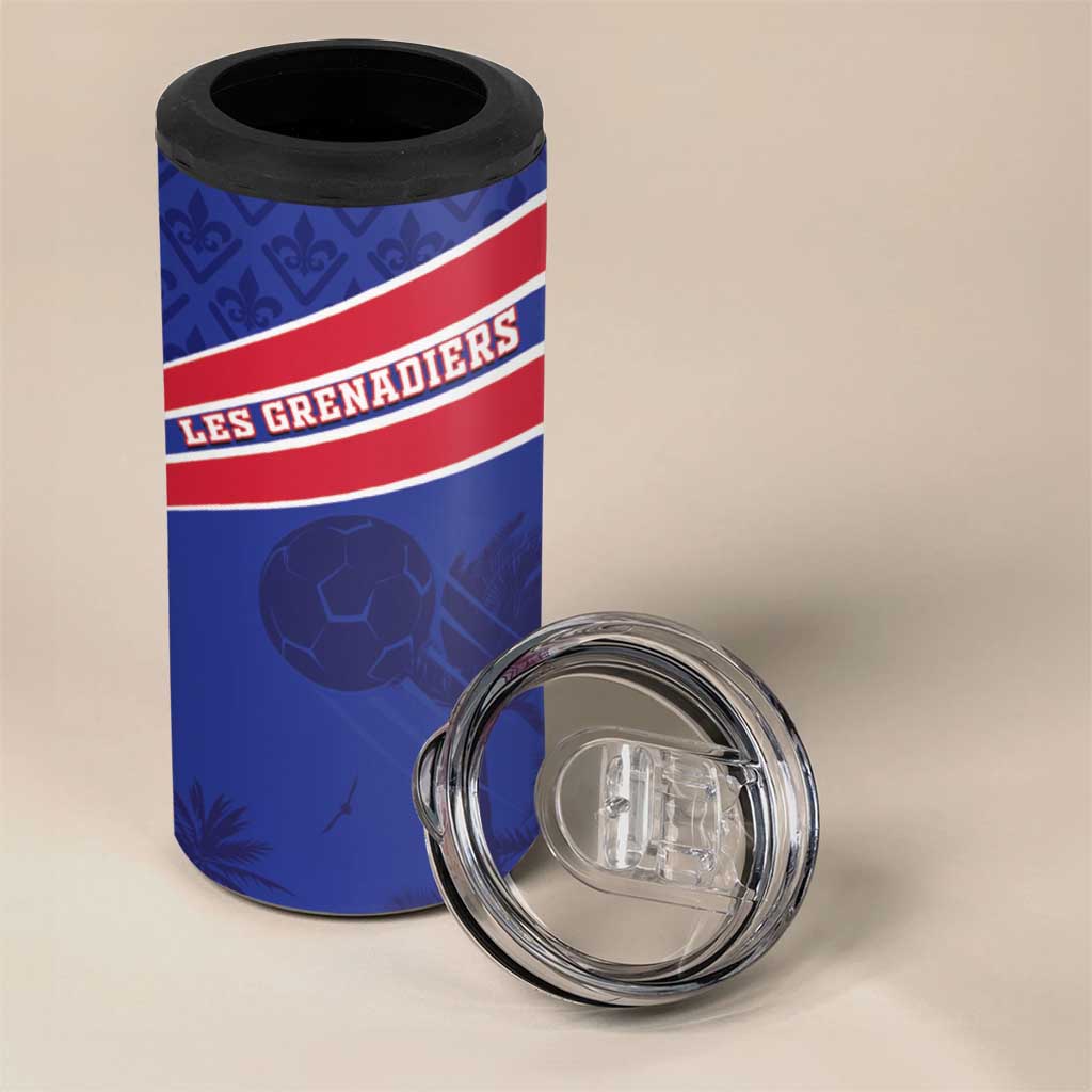 Custom Haiti Football 4 in 1 Can Cooler Tumbler Les Grenadiers - Royal Palm - Wonder Print Shop