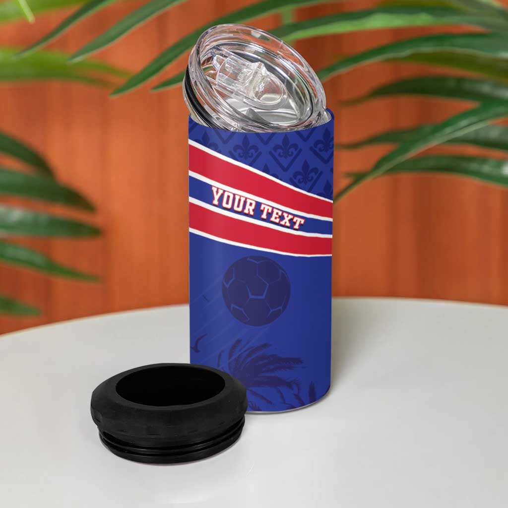 Custom Haiti Football 4 in 1 Can Cooler Tumbler Les Grenadiers - Royal Palm - Wonder Print Shop