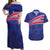 Custom Haiti Football Couples Matching Off Shoulder Maxi Dress and Hawaiian Shirt Les Grenadiers - Royal Palm - Wonder Print Shop