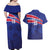 Custom Haiti Football Couples Matching Off Shoulder Maxi Dress and Hawaiian Shirt Les Grenadiers - Royal Palm - Wonder Print Shop