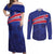 Custom Haiti Football Couples Matching Off Shoulder Maxi Dress and Long Sleeve Button Shirt Les Grenadiers - Royal Palm - Wonder Print Shop