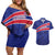 Custom Haiti Football Couples Matching Off Shoulder Short Dress and Hawaiian Shirt Les Grenadiers - Royal Palm - Wonder Print Shop