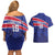 Custom Haiti Football Couples Matching Off Shoulder Short Dress and Hawaiian Shirt Les Grenadiers - Royal Palm - Wonder Print Shop
