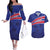 Custom Haiti Football Couples Matching Off The Shoulder Long Sleeve Dress and Hawaiian Shirt Les Grenadiers - Royal Palm - Wonder Print Shop
